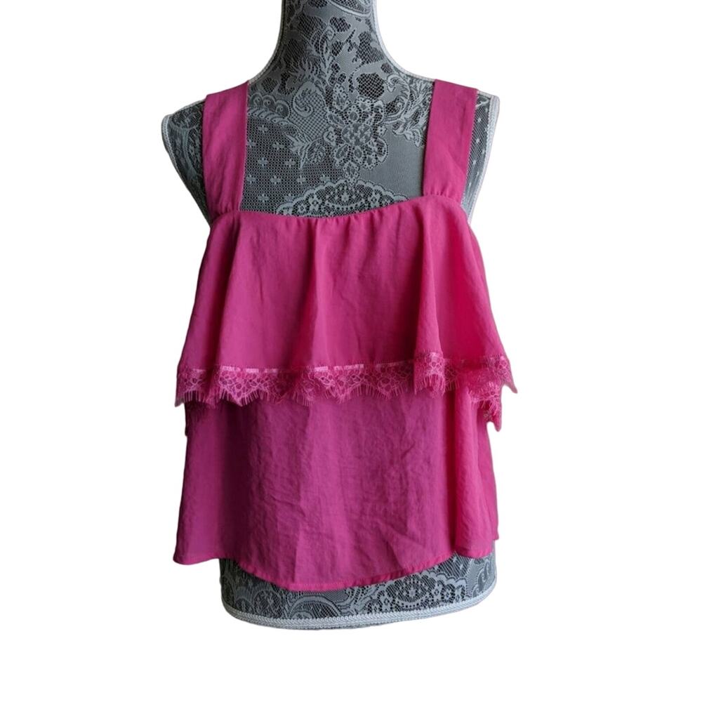 CAD (Nordstrom) Pink Lace Detail Cropped Tank / Cami - Size XL - NWT